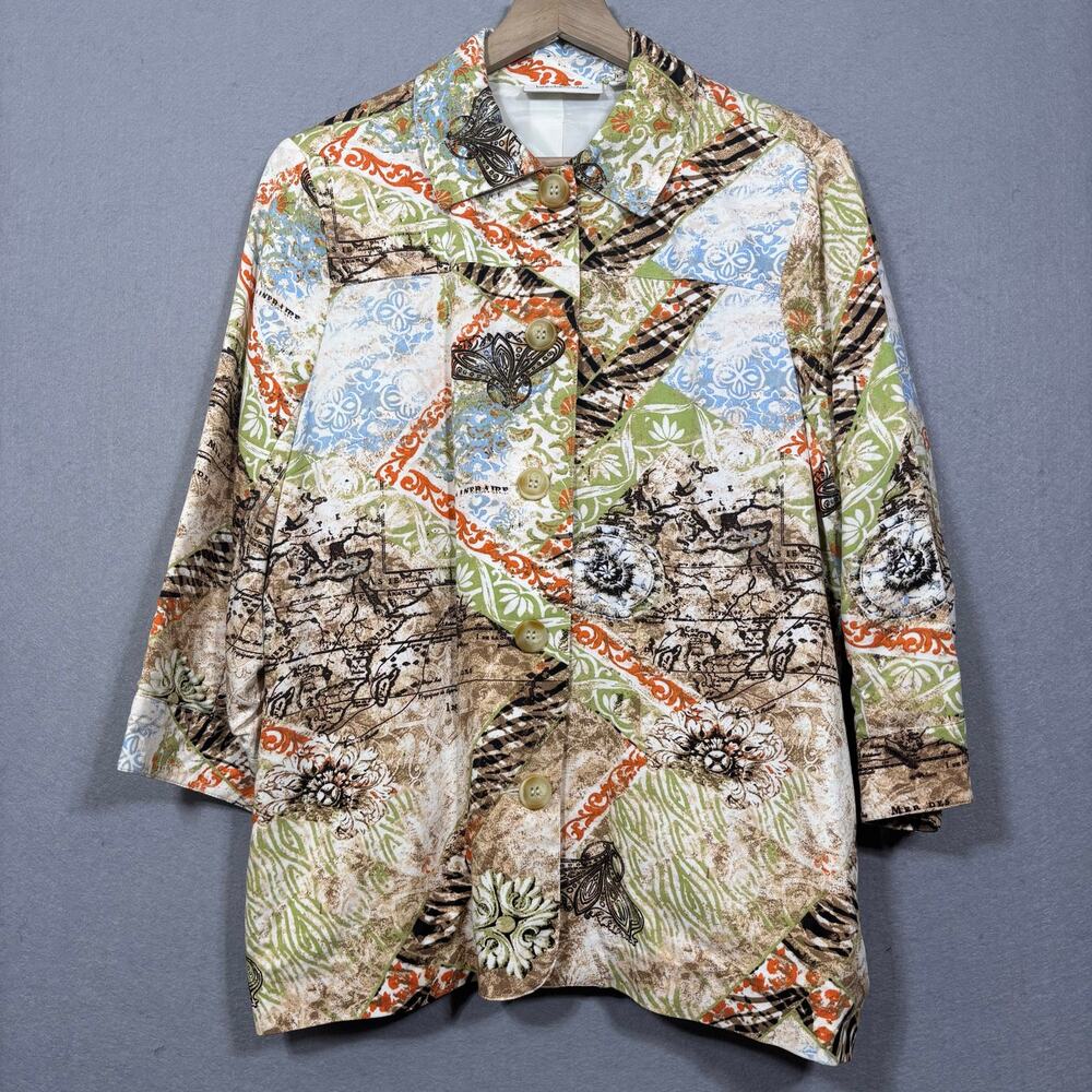 Breckenridge Jacket M Abstract Print Lightweight Artsy‎ Boho Retro Statement